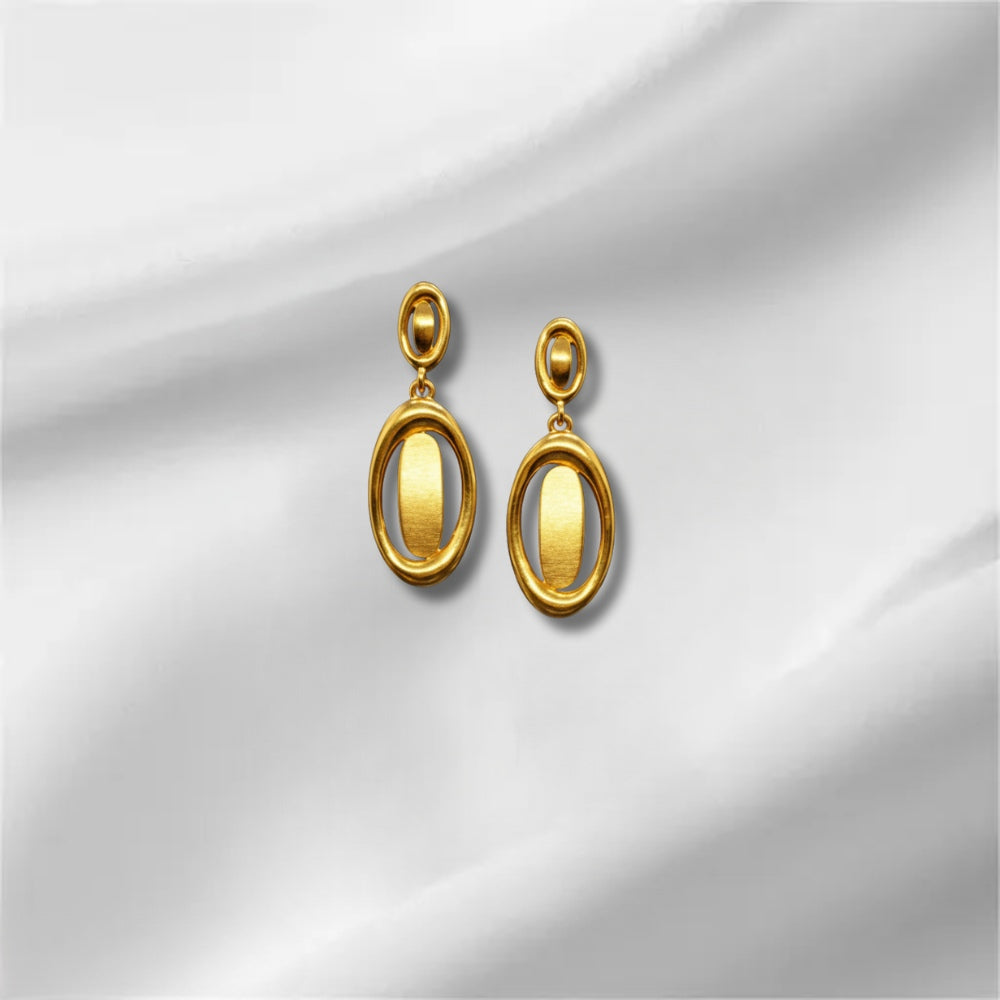 Classic Oval Gold Drop Earrings