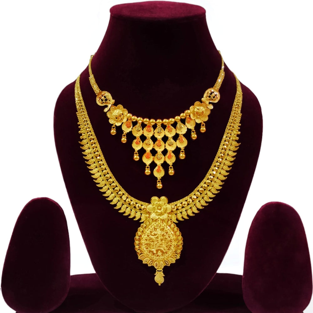 Floral Cascade 22K Gold Necklace Set