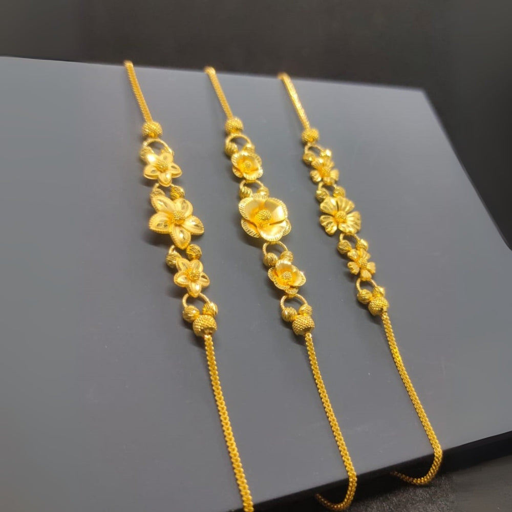 Floral Charm 22K Gold Bracelets