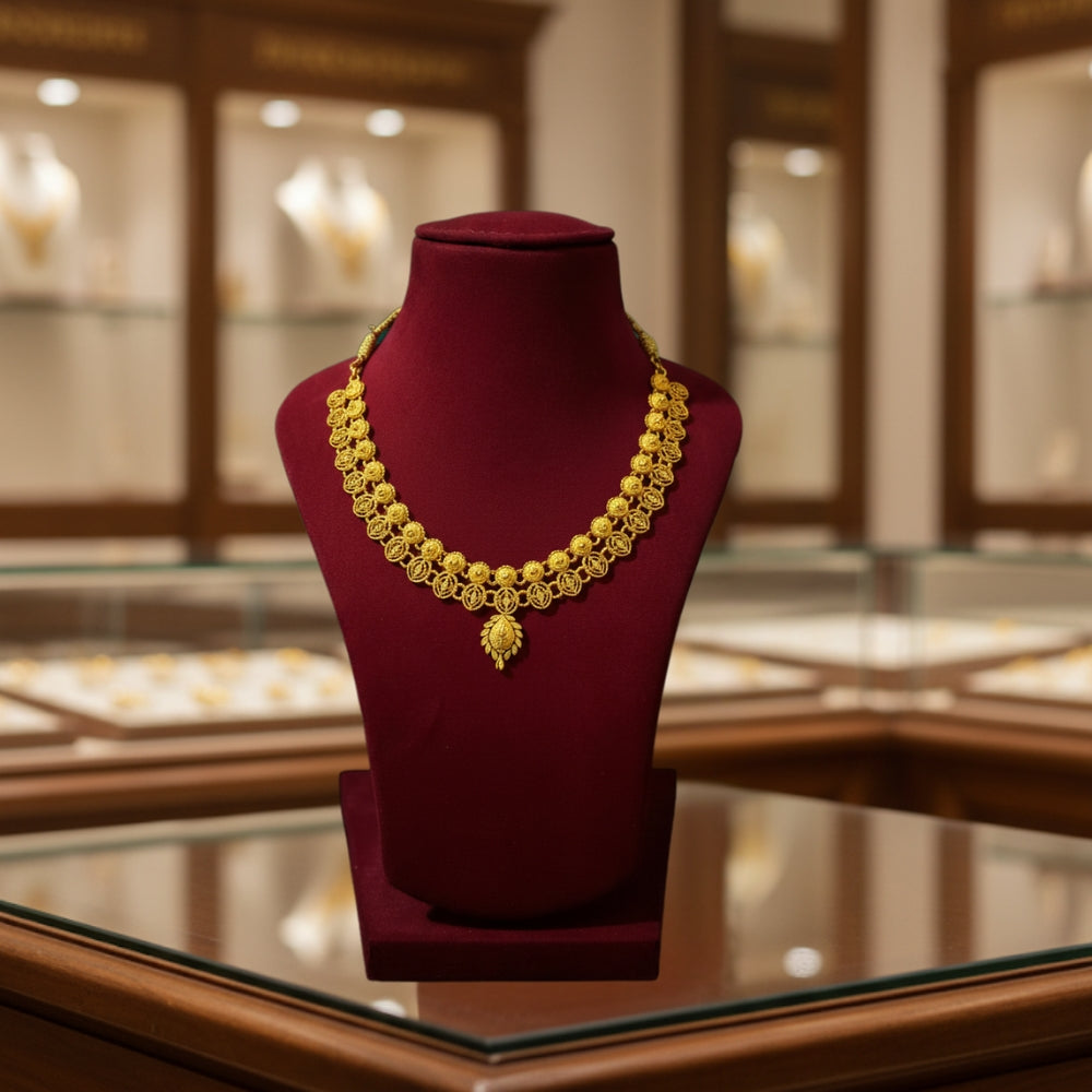 Floral Charm 22K Gold Necklace