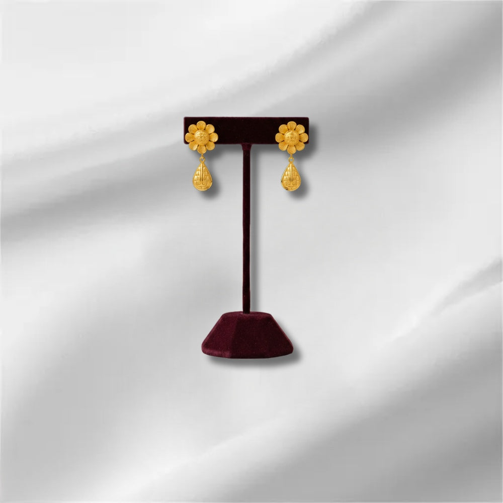 Floral Gold Drop Earrings