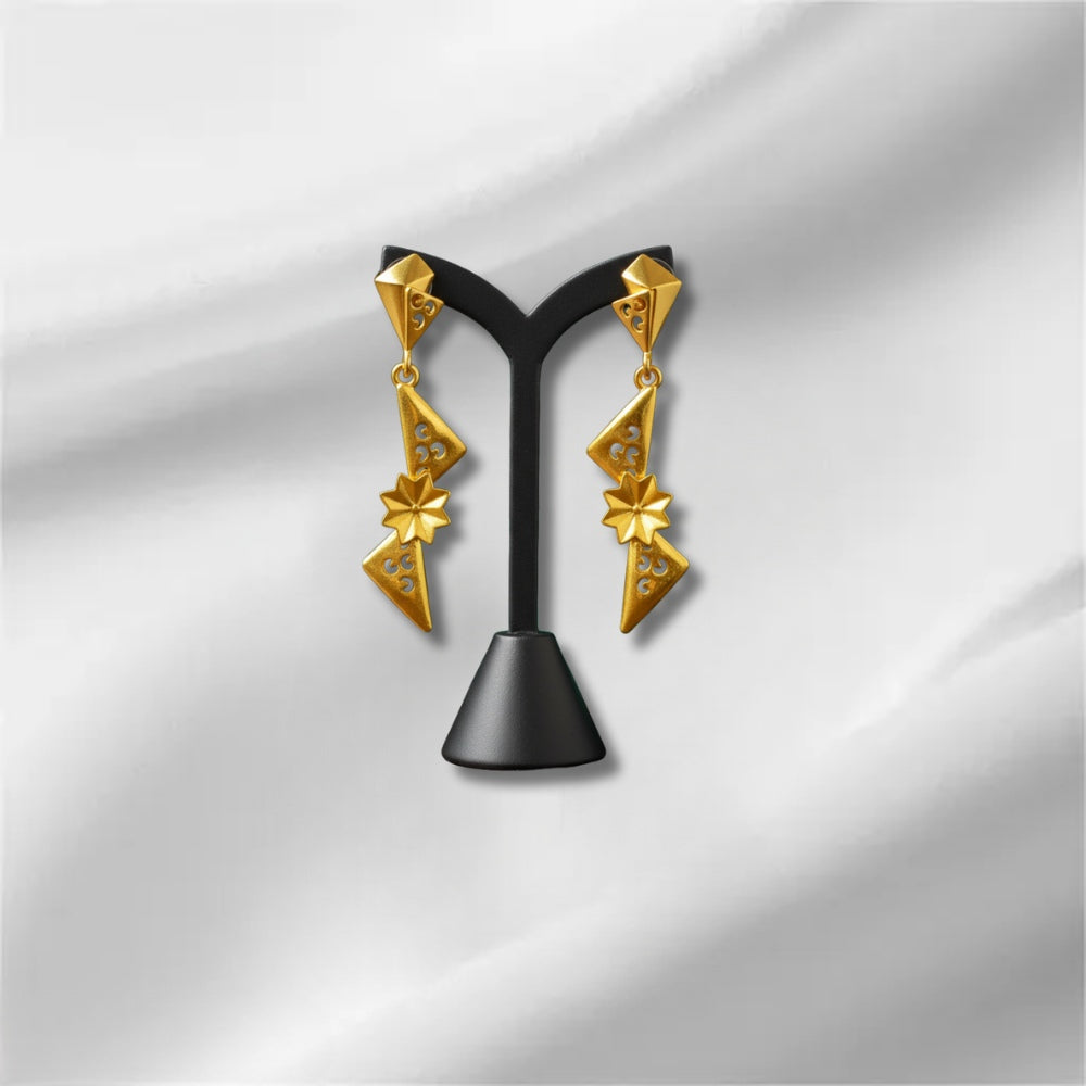 Geometric Star Gold Earrings