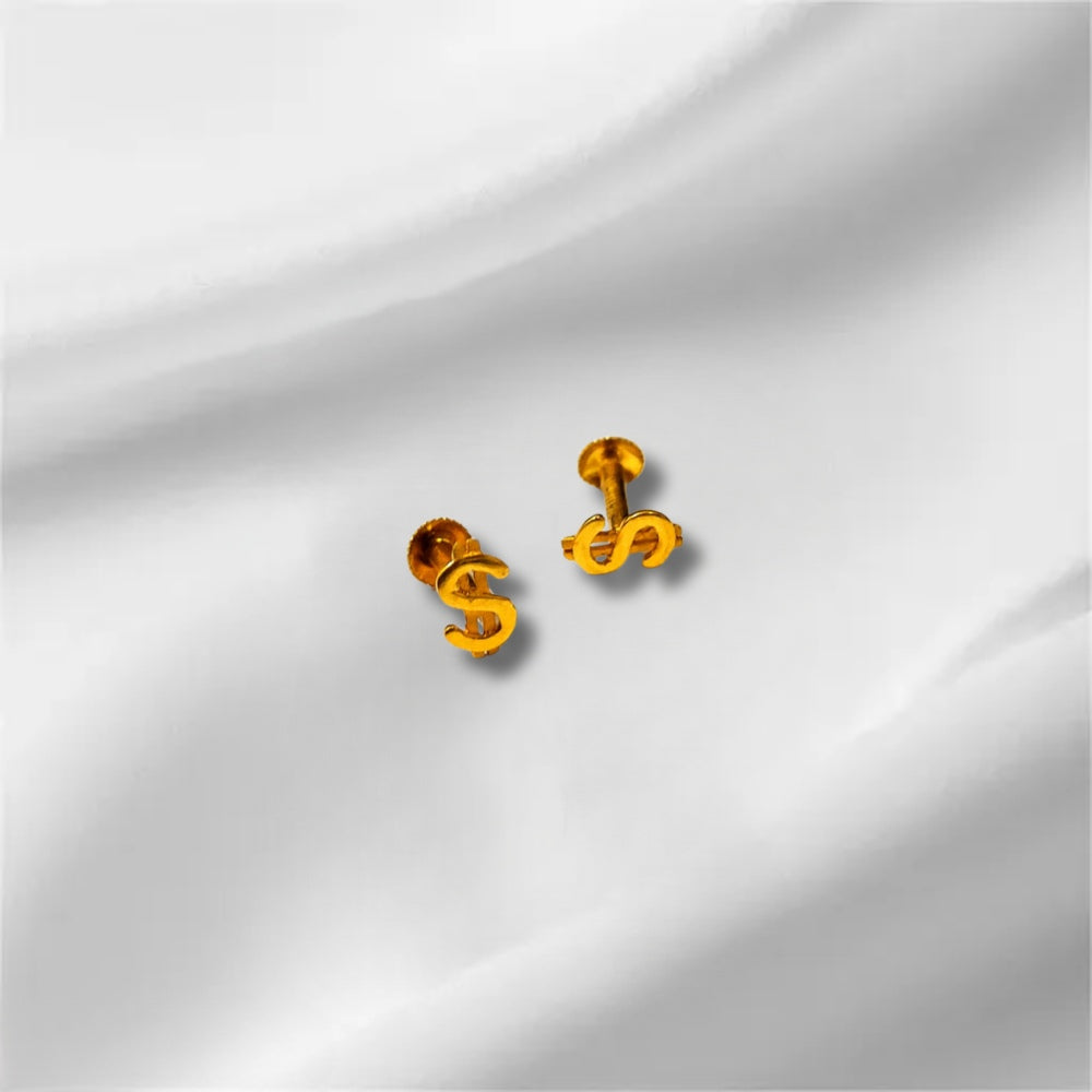 Gold Dollar Symbol Studs