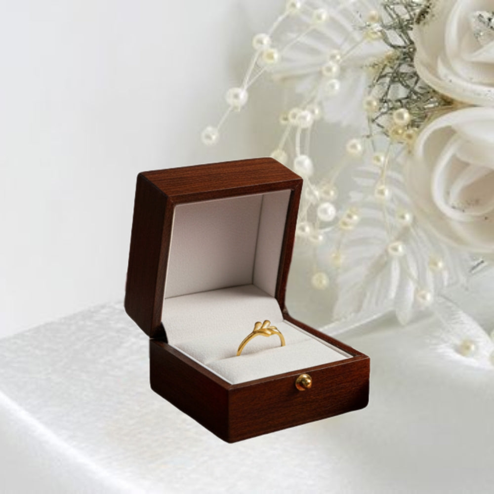 Golden Bud Leaf Ring